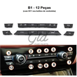 Conjunto de 12 botões Módulo Ar Condicionado BMW Série 5/6/7 X5 X6 F10 F16 2009-2020-B2 - Image 5