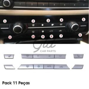 Conjunto de 11 botões Módulo Ar Condicionado Cinza BMW Série 5/6/7 F10 F11 F01 F02 F06 - Image 1